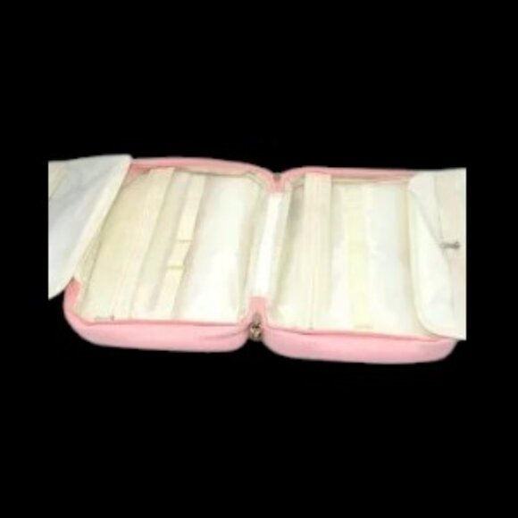 Lacattura Quilted Pearl Bee Hanging Toiletry Travel Bag Pink Gold - Picture 6 of 12